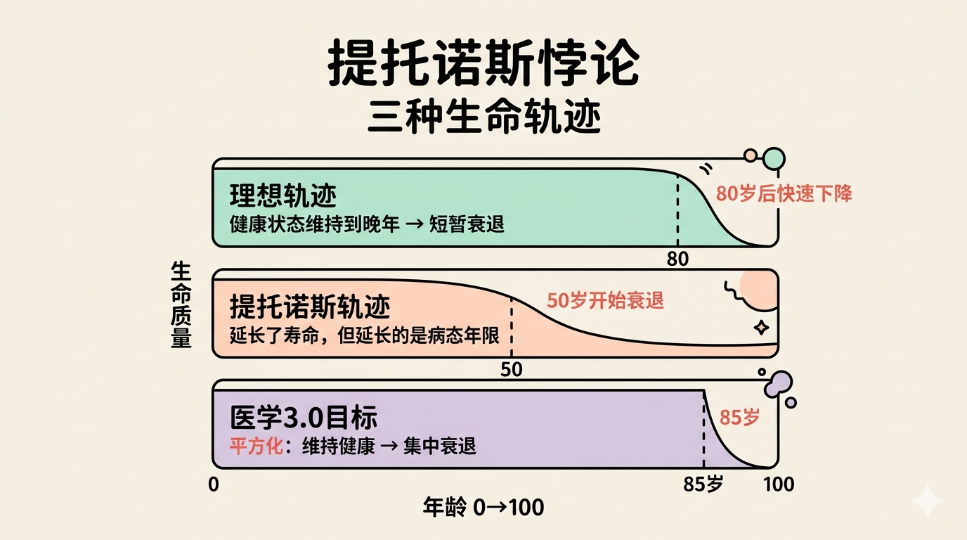 提托诺斯悖论：三种生命轨迹对比