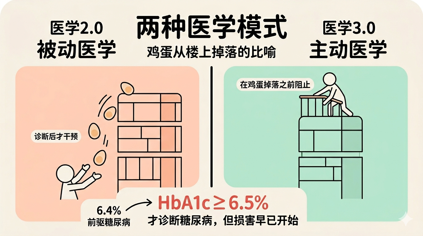 被动医学 vs 主动医学：鸡蛋比喻