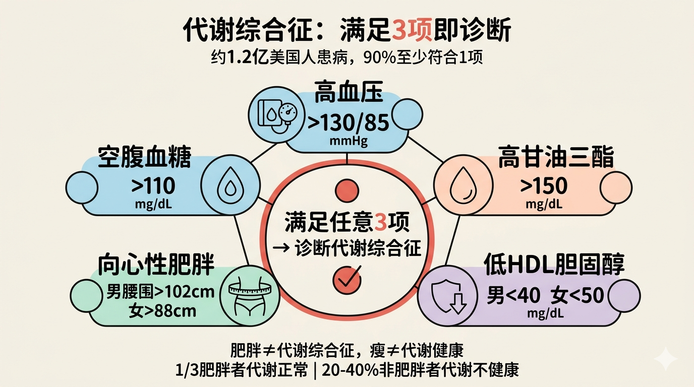 代谢综合征：满足3项即诊断