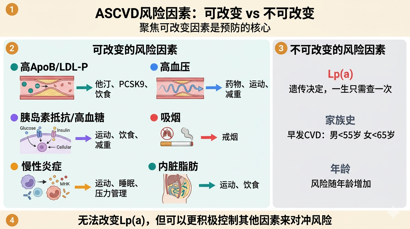 ASCVD风险因素：可改变 vs 不可改变