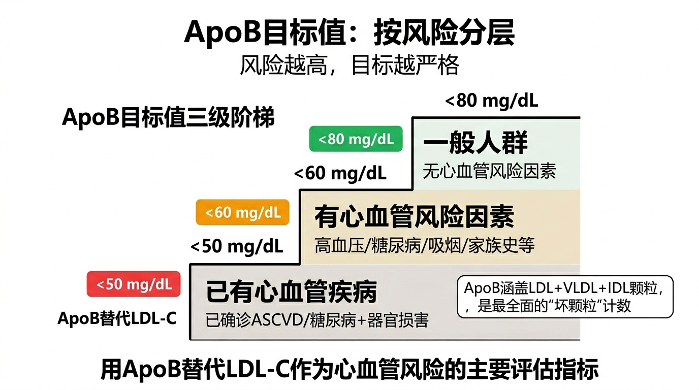 ApoB目标值：按风险分层