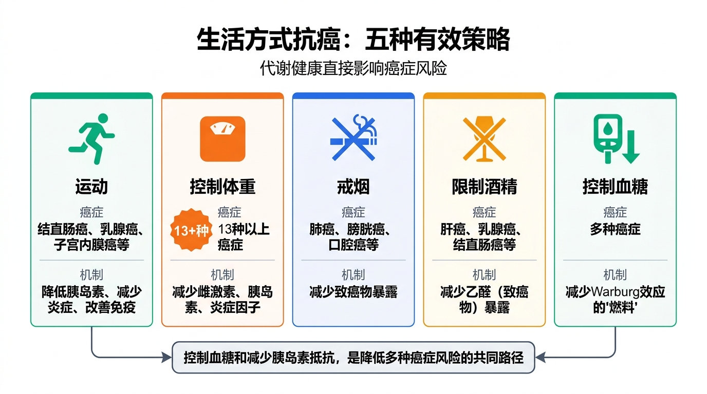 生活方式抗癌：五种有效策略