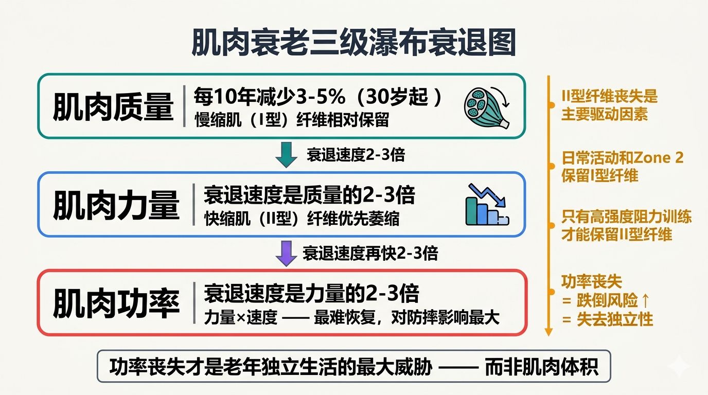 肌肉衰老三级瀑布衰退图