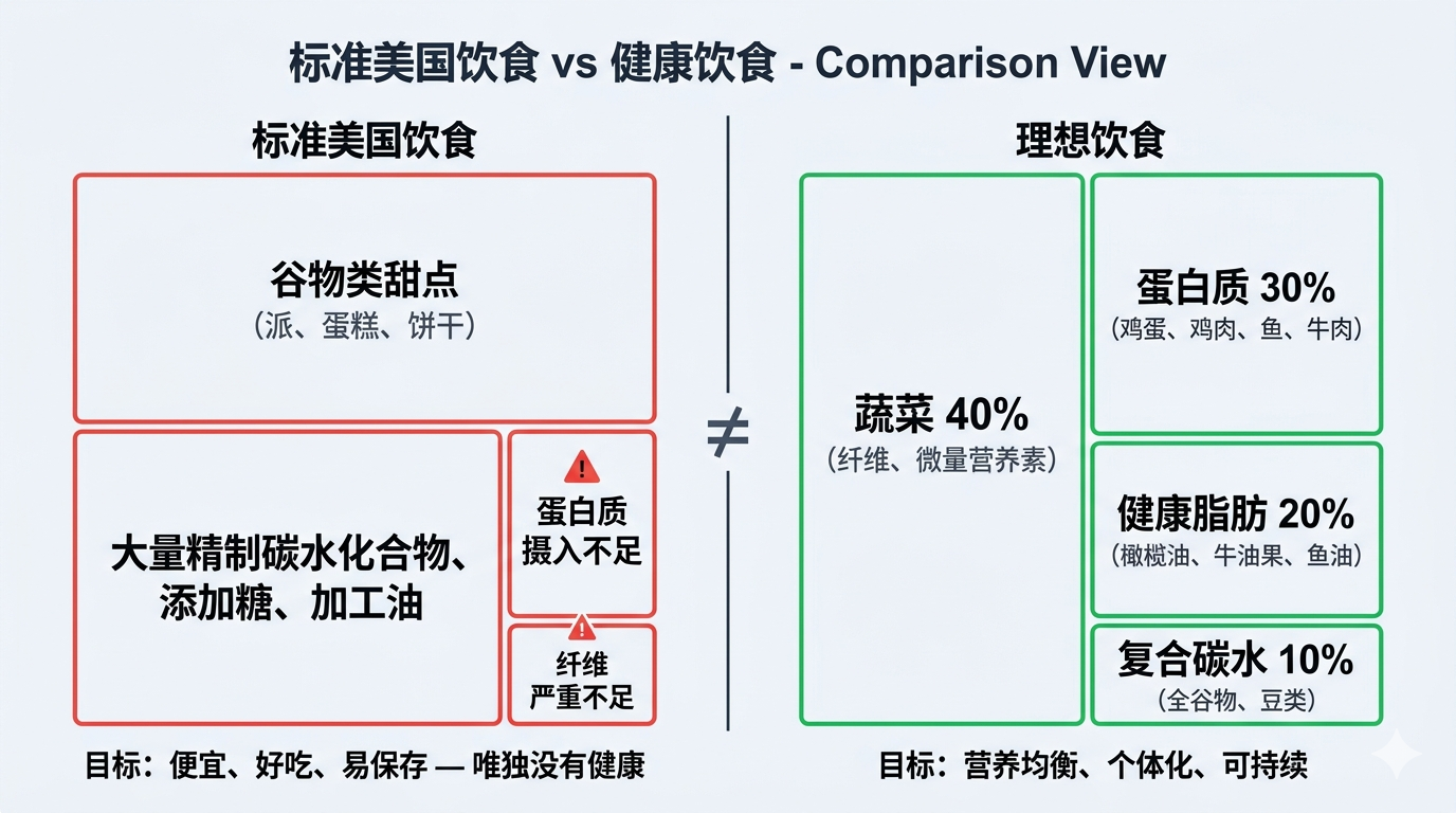 标准美国饮食 vs 健康饮食对比